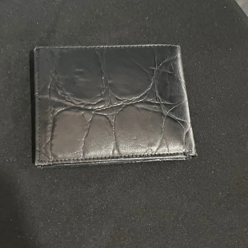 Mulberry Vintage Black Croc Embossed Leather Trifold Wallet Made in England Mens